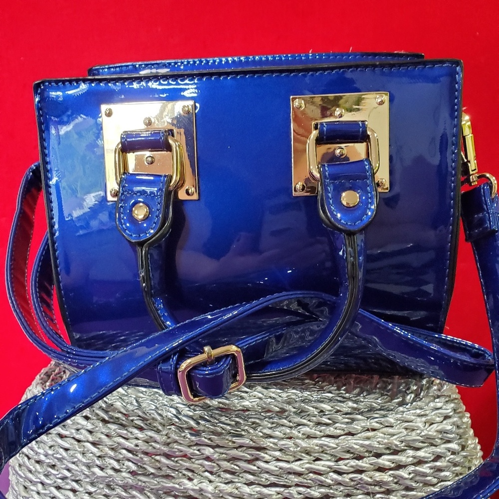 Blue Patent- Leather Purse EUC